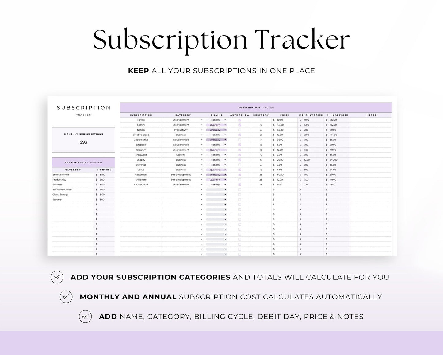 Monthly Budget Template Finance Tracker