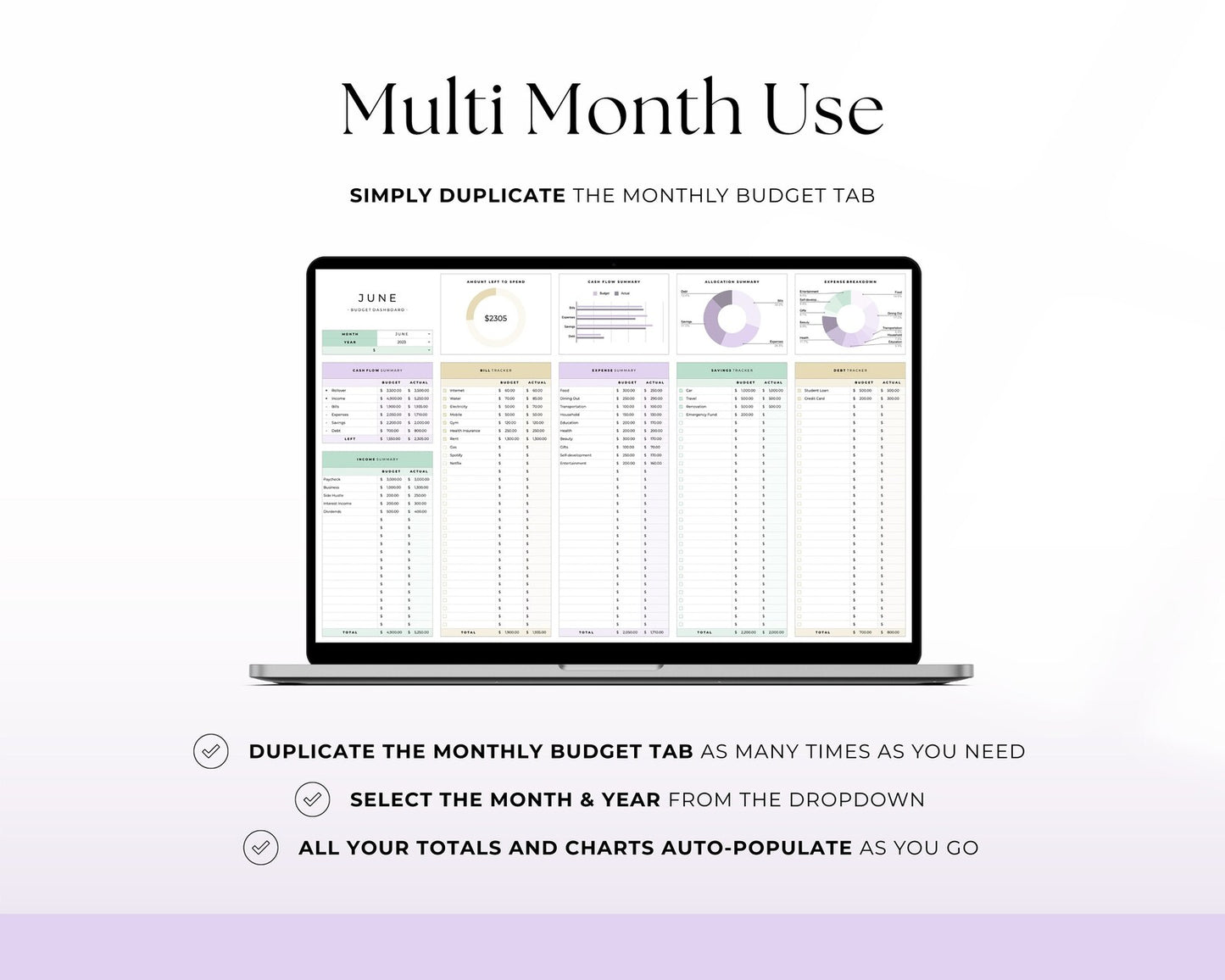 Monthly Budget Template Finance Tracker